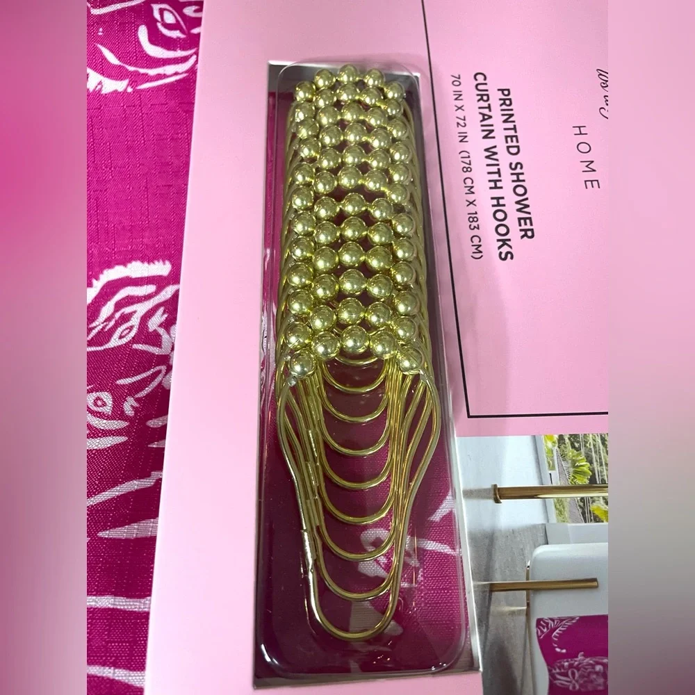 13-pc Juicy Couture Dk Pink White Tigers Shower Curtain Set 70x72 Gold Hooks NWT